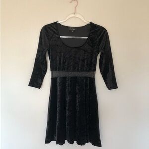 Lulus Velvet Dress Sheer Cut Out Black 3/4 Sleeves Small